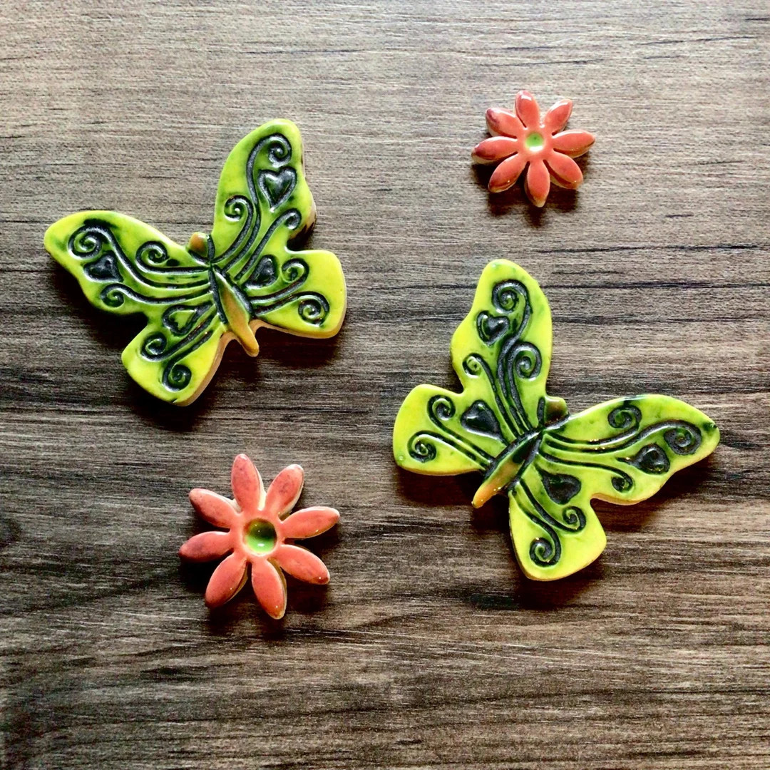 Mosaic Butterfly Set Complete With Flower Mosaic Tile Shapes, Unique and Handmade to Add a Touch ... | Etsy (US)