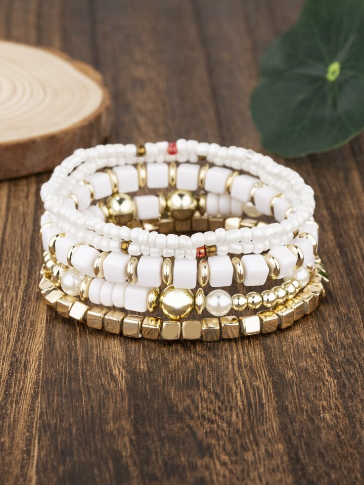 5pcs Minimalist Beaded Bracelet | SHEIN USA | SHEIN
