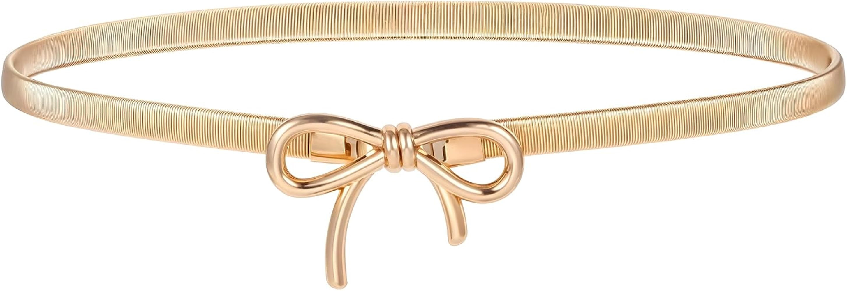 cobee 1 Pc Bow Belts For Women, Skinny Gold Belt Waist Belt, Stretchy Bow Metal Chain Belt Women'... | Amazon (US)