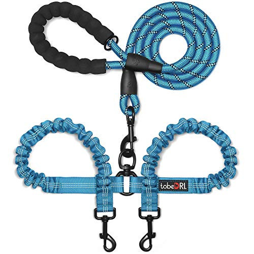 tobedri Comfortable Dual Dog Leash Tangle Free with Shock Absorbing Bungee Reflective 2 Dog Leashes for Large Medium Small Dogs (Blue for 25-100 lbs) | Amazon (US)