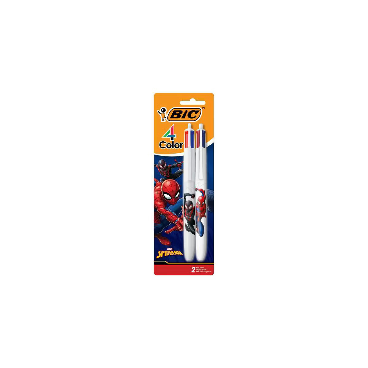 BIC 4 Color Spider-Man Retractable Ball Pens Medium Point (1.0mm) 2 Pk with Long Lasting Ink | Target