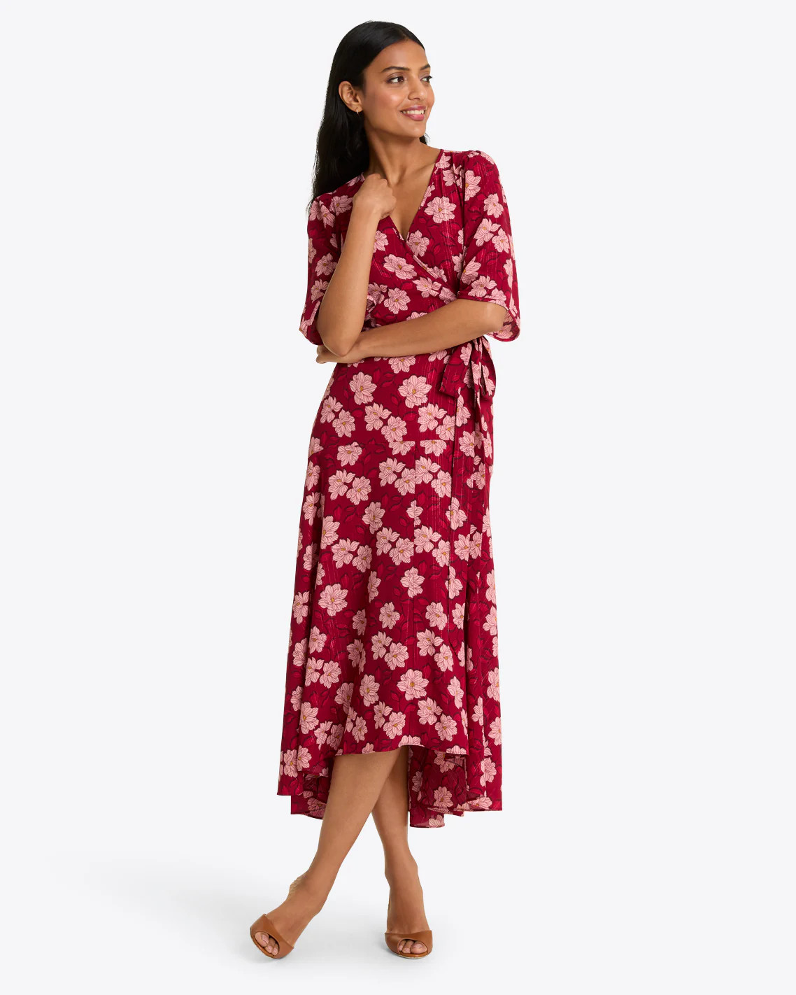 Fiona Wrap Midi Dress in Lurex Crepe | Draper James (US)