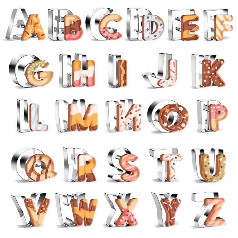 LELE LIFE 26Pcs Alphabet Letter Cookie Cutters Shapes Large 2.6in - Stainless Steel Abc Cutters S... | Walmart (US)