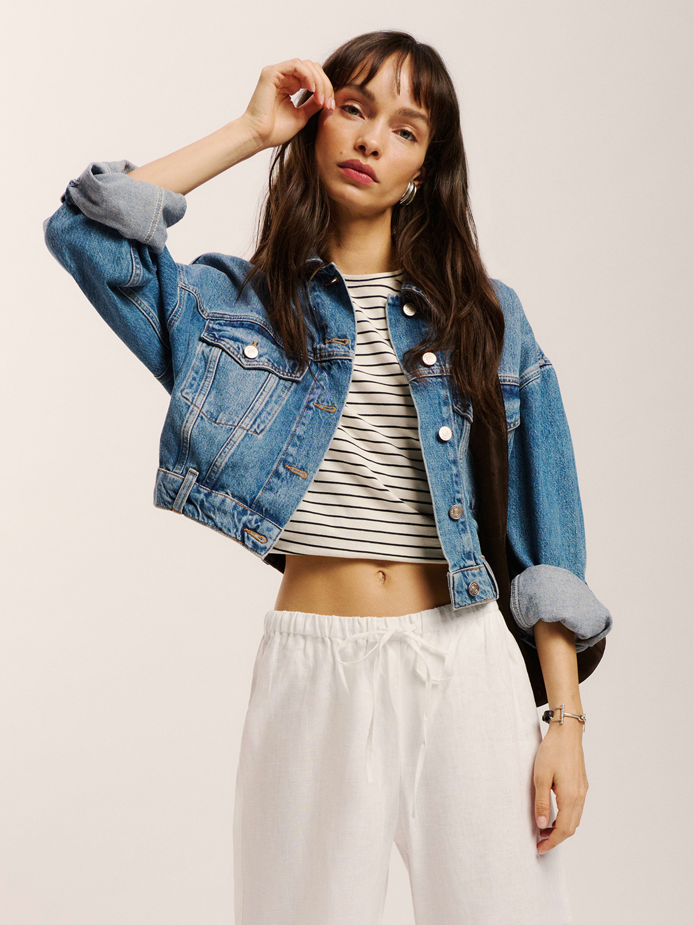 Jori Cropped Denim Jacket | Reformation (Global)