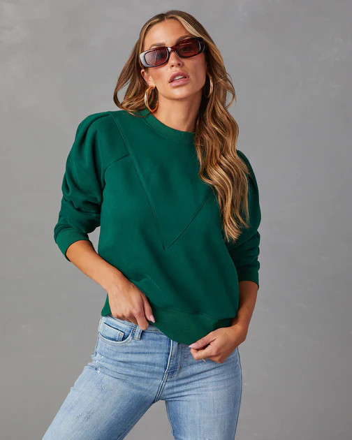 Huddy Cotton Sweatshirt - Hunter Green | VICI