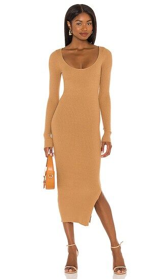 Nessa Sweater Dress in Tan | Revolve Clothing (Global)