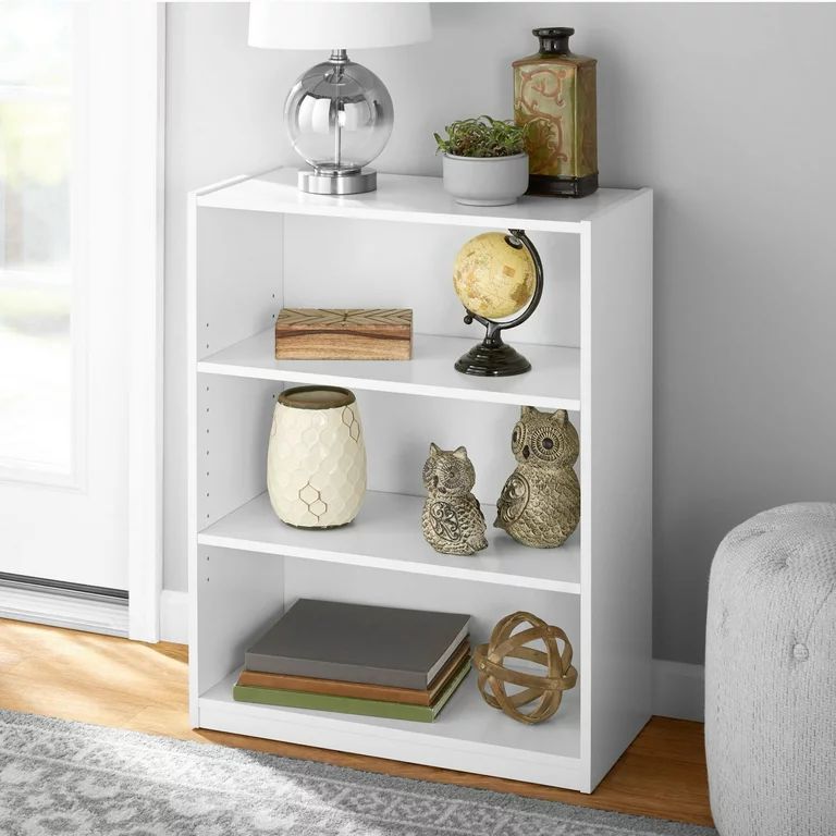 Mainstays 3-Shelf Bookcase with Adjustable Shelves, White | Walmart (US)