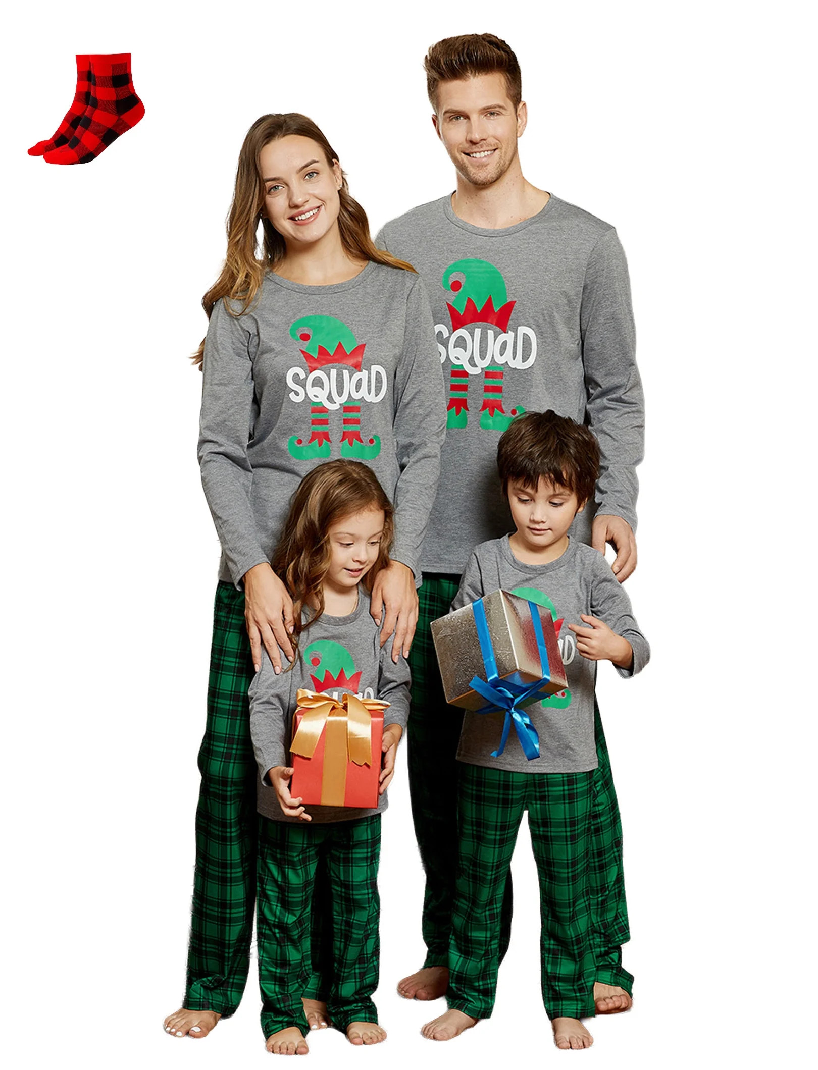 PatPat Christmas Womens Pajamas Set Long Sleeve Top and Green Plaid Pant Family Matching Pjs Gift... | Walmart (US)