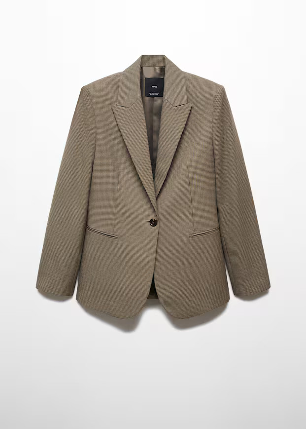 Houndstooth wool-blend blazer -  Women | Mango USA | MANGO (US)