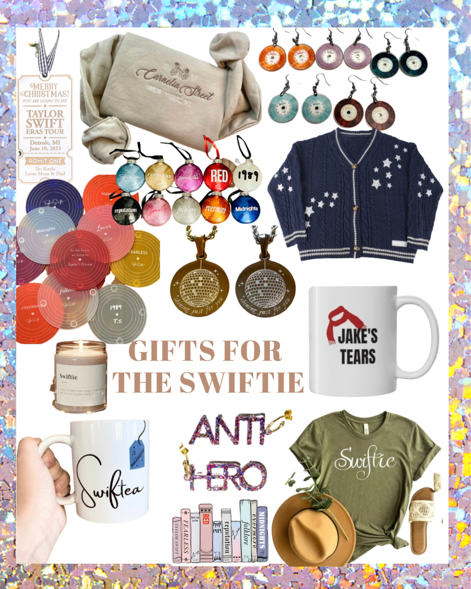 Gift Guide for the Swiftie Amazon Finds Black Friday Cyber Monday TAYLOR Swift cardigan Christmas card Christmas decor home decor midnights cardigan small business Saturday 

#LTKGiftGuide #LTKhome #LTKCyberweek