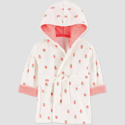 Carter's Just One You®️ Baby Strawberry Robe - Pink: Midweight Terry Bath Wrap, Cotton-Polyester Blend, Machine Washable | Target