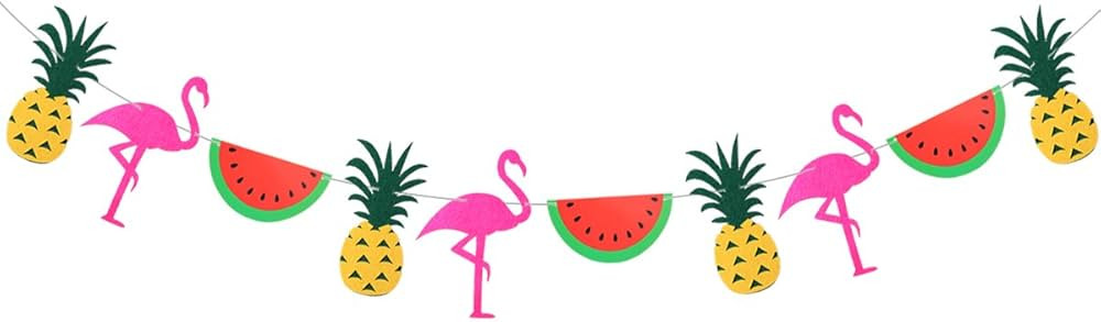 3 Meters Flamingo Buntings Banners Party Long Felt Selva Greenery Tropical Plant Pineapple Waterm... | Amazon (US)
