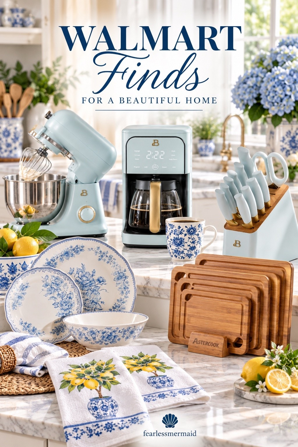 walmart kitchen find in hydrangea  blues #kitchen #kitchendecor# hydrangeablue

#LTKHome