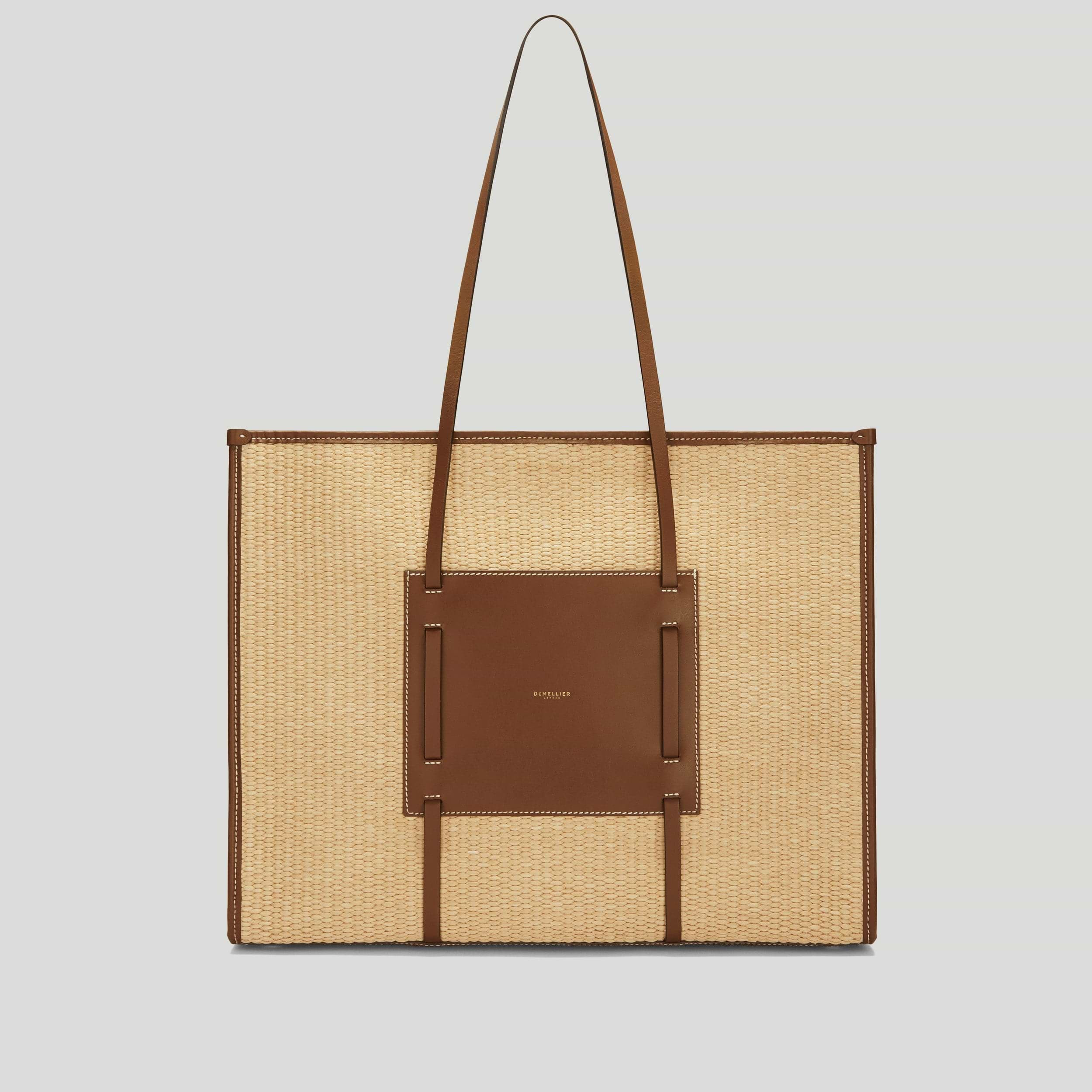 The Large Capri | Warm Raffia Tan Smooth Ecru Stitching | DeMellier | DeMellier