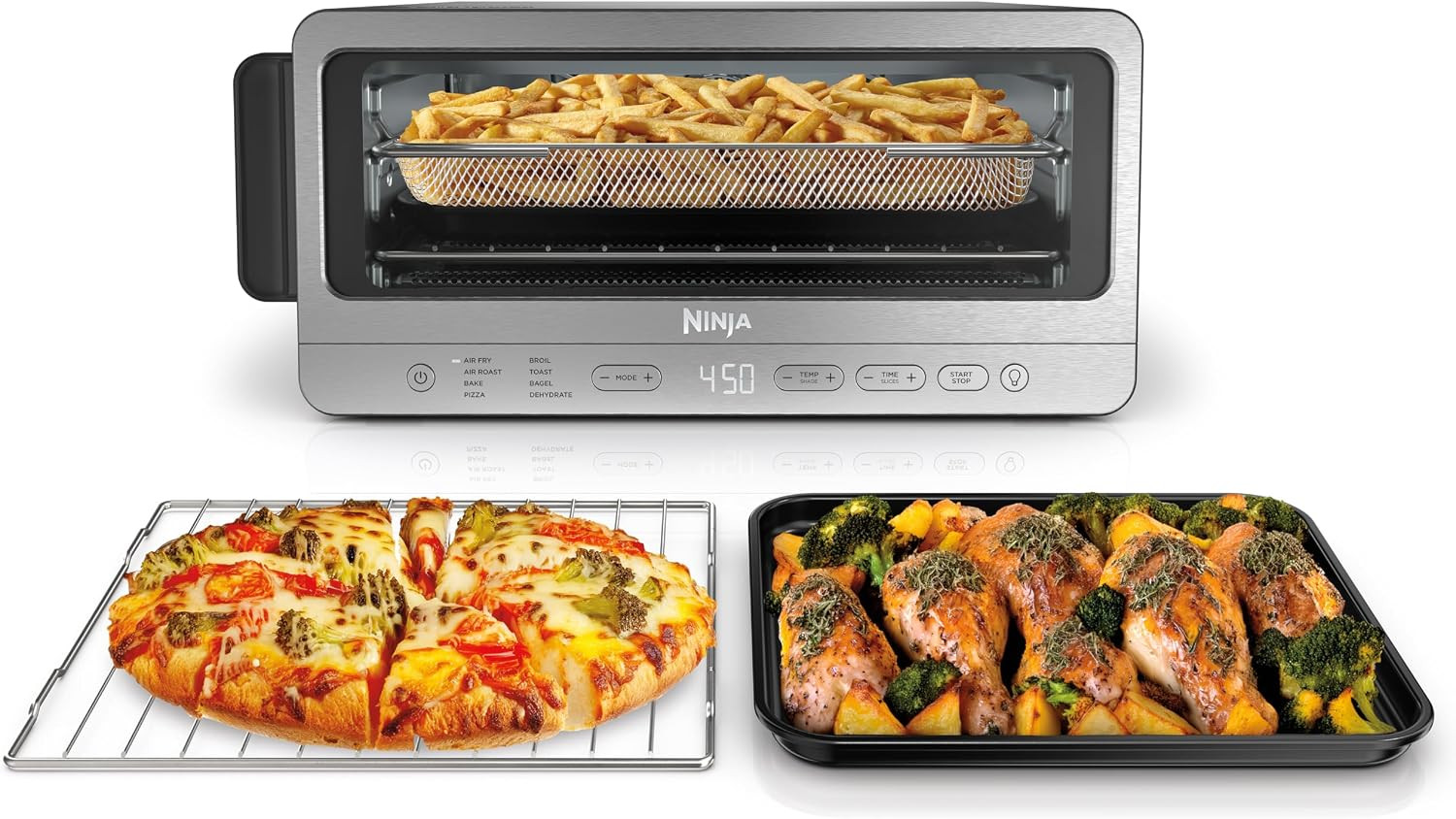 Ninja Flip Toaster Oven&Air Fryer, 8-in-1 Functionality, Flip Up&Away Capability for Storage Space, LargeCapacity, Air Fry Basket, SheetPan, Wire Rack&Removable Crumb Tray, Stainless,1800 watts, SP151 | Amazon (US)
