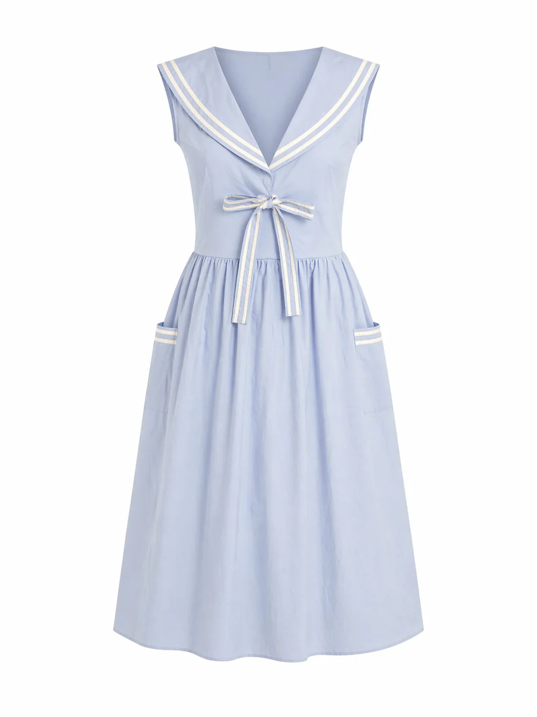 Sailor Collar Midi Dress- Blue | MeMe's