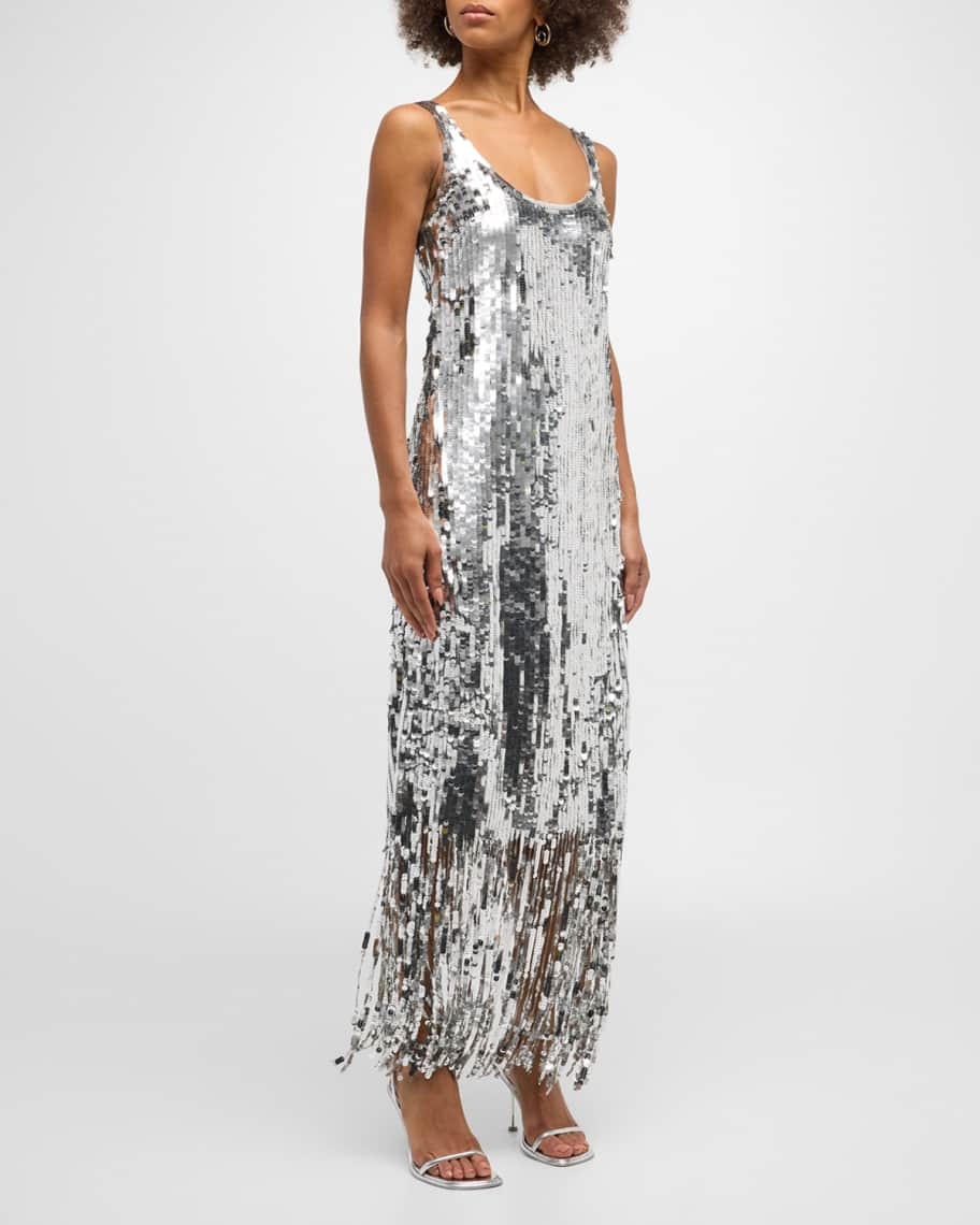 Ayala Strapless Sequin Fringe-Hem Gown | Neiman Marcus