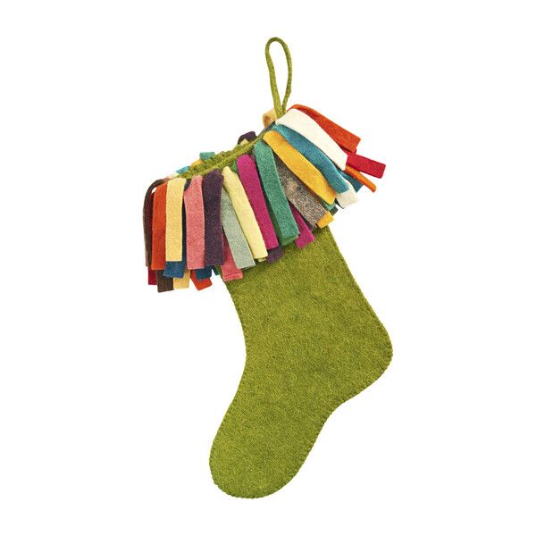 Fringe Christmas Stocking, Chartreuse/Multi | Maisonette