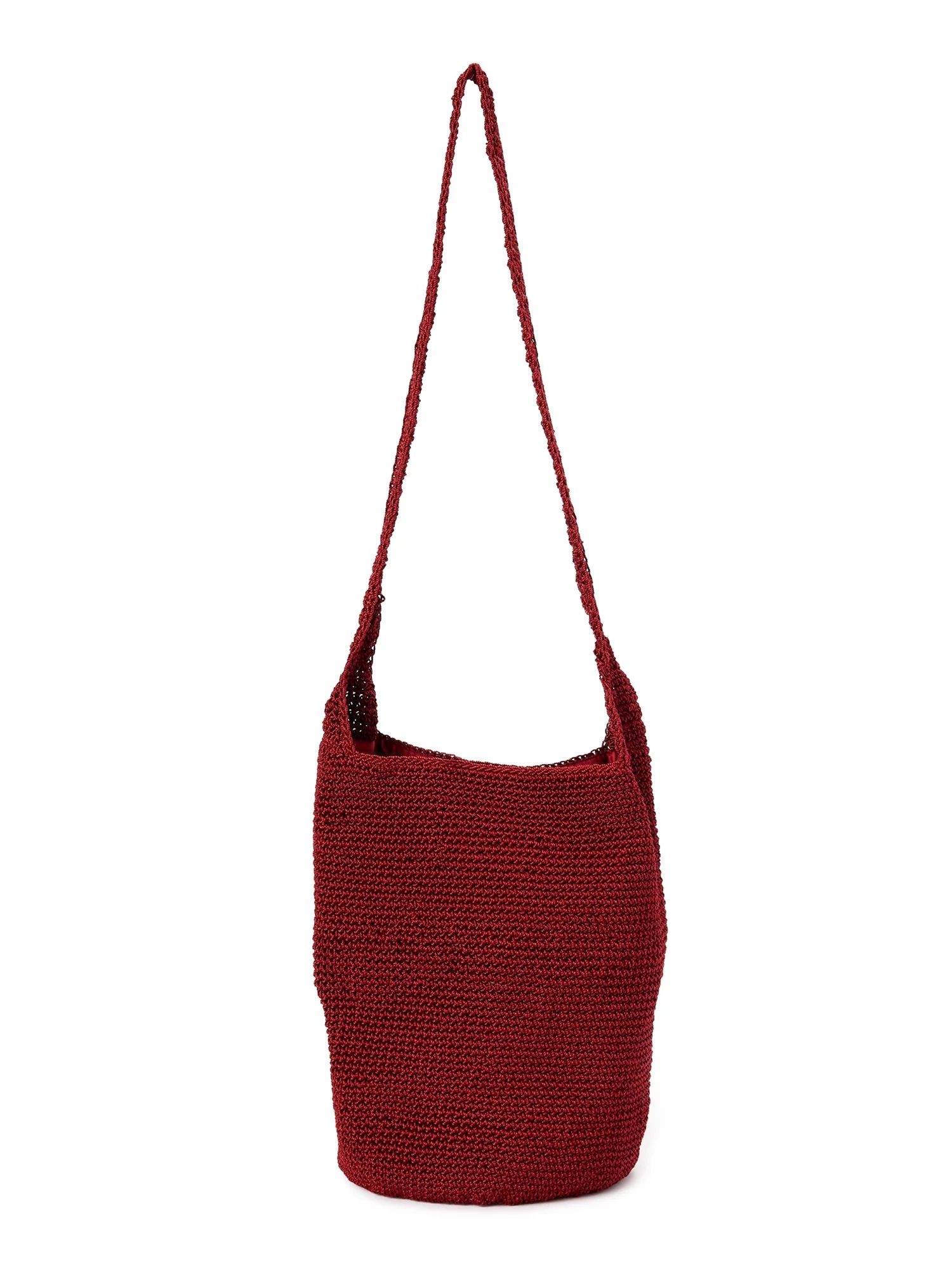 No Boundaries Women's Adult Crochet Hobo Bag Rusty Brick - Walmart.com | Walmart (US)