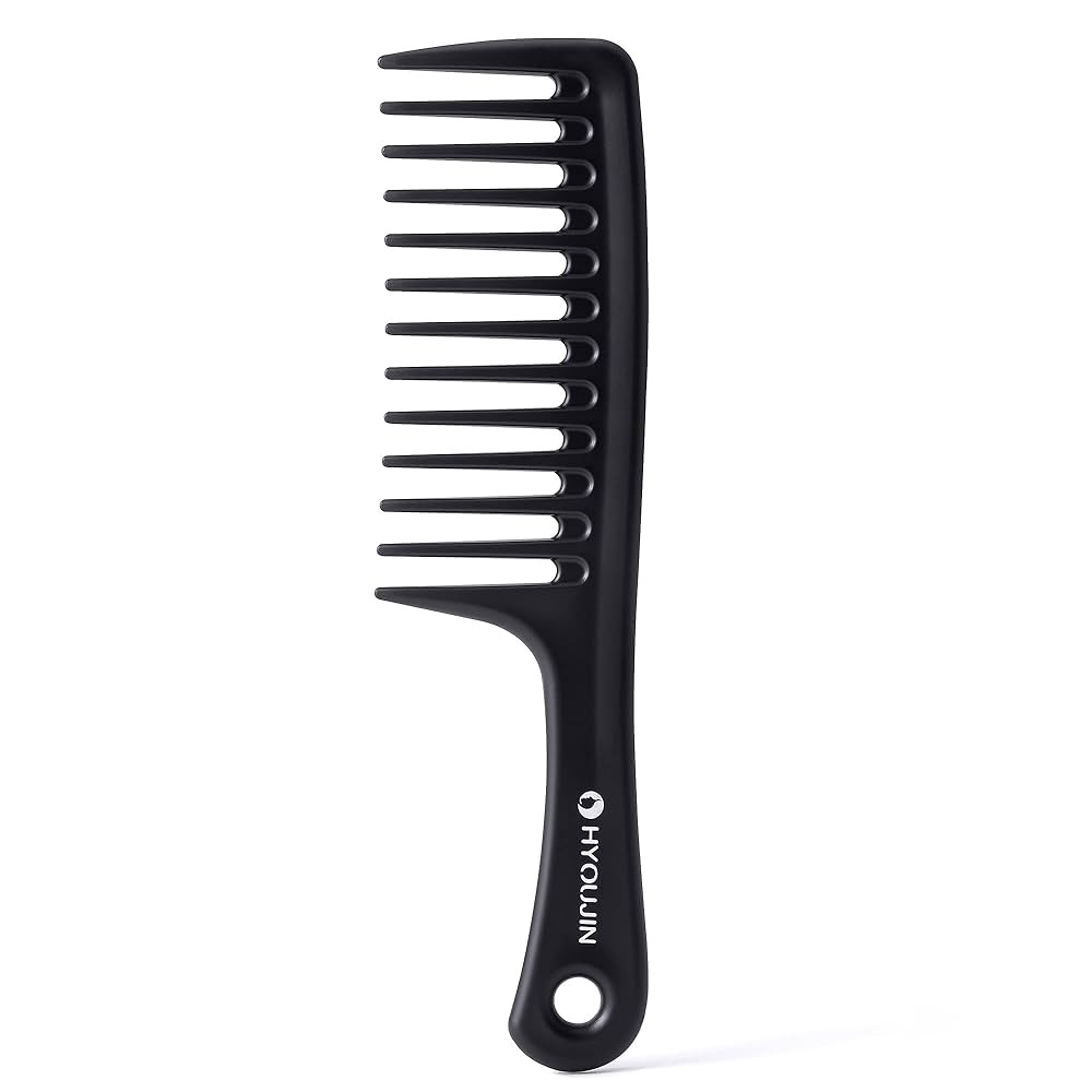 HYOUJIN Black Large Wide Tooth Detangler Paddle Brush - Best Styling Comb for Curly, Wet, Long Ha... | Amazon (US)