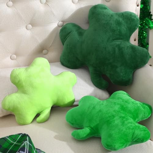 Huwena 3 Pcs St Patrick's Day Pillow Shamrock Shaped Plush Throw Pillows Green Stuffed Shamrock Decorative Cute Soft Saint Patrick's Day Decorations for Irish Office Couch Sofa Home Bedroom | Amazon (US)