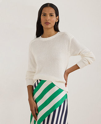 Women's Crew Neck Stitch Detailing Sweater | Macy's