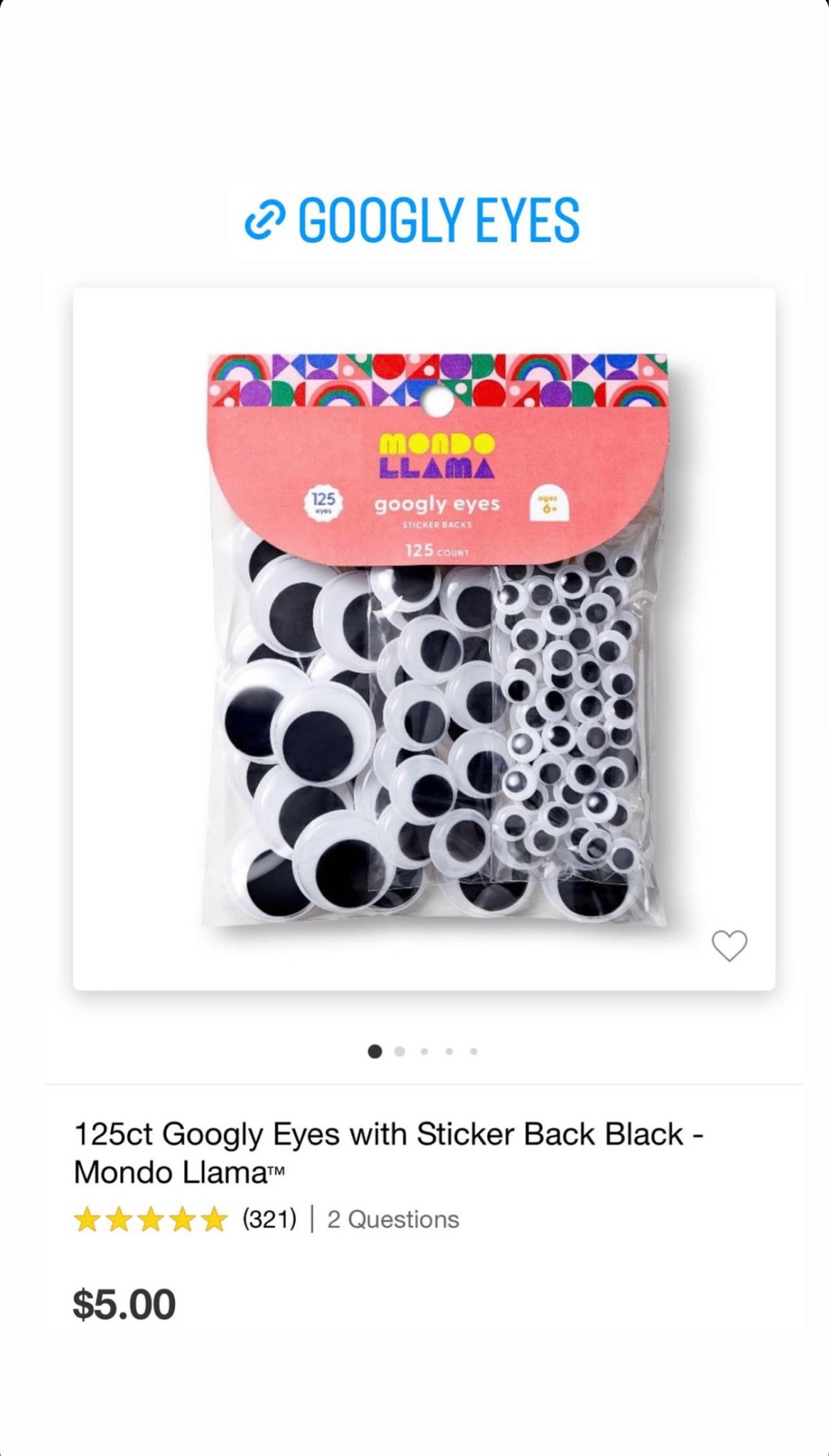 I brought these from Target last month for some fun crafts with the kids! I love that they are stickers aka no glue🙌 and only $5. 

#LTKkids