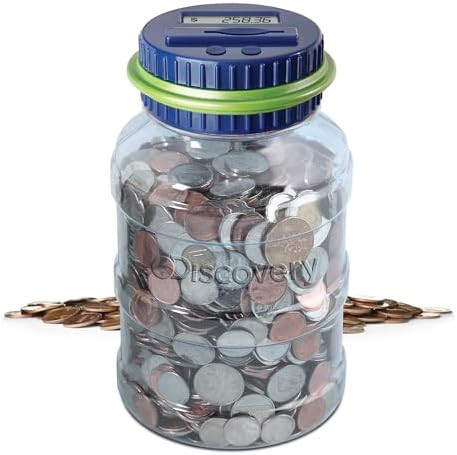 Discovey Digital Coin Counter Money Jar, LCD Screen, Automatic Piggy Bank Savings for US Coins, K... | Amazon (US)