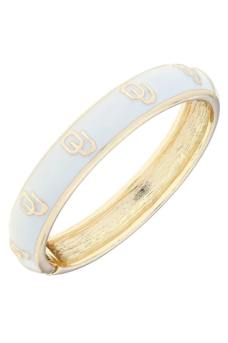 Oklahoma Sooners Sculpted Enamel Logo Hinge Bangle in White | CANVAS