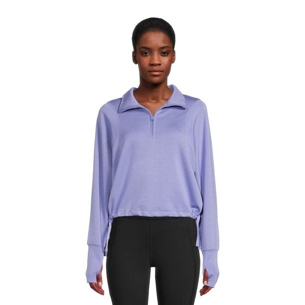 Avia Women's Quarter Zip Active Pullover Top With Thumbhole Cuffs | Walmart (US)