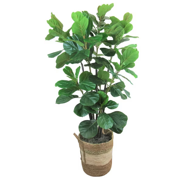 66" Artificial Fiddle Leaf Fig Tree in Round Basket - LCG Florals | Target