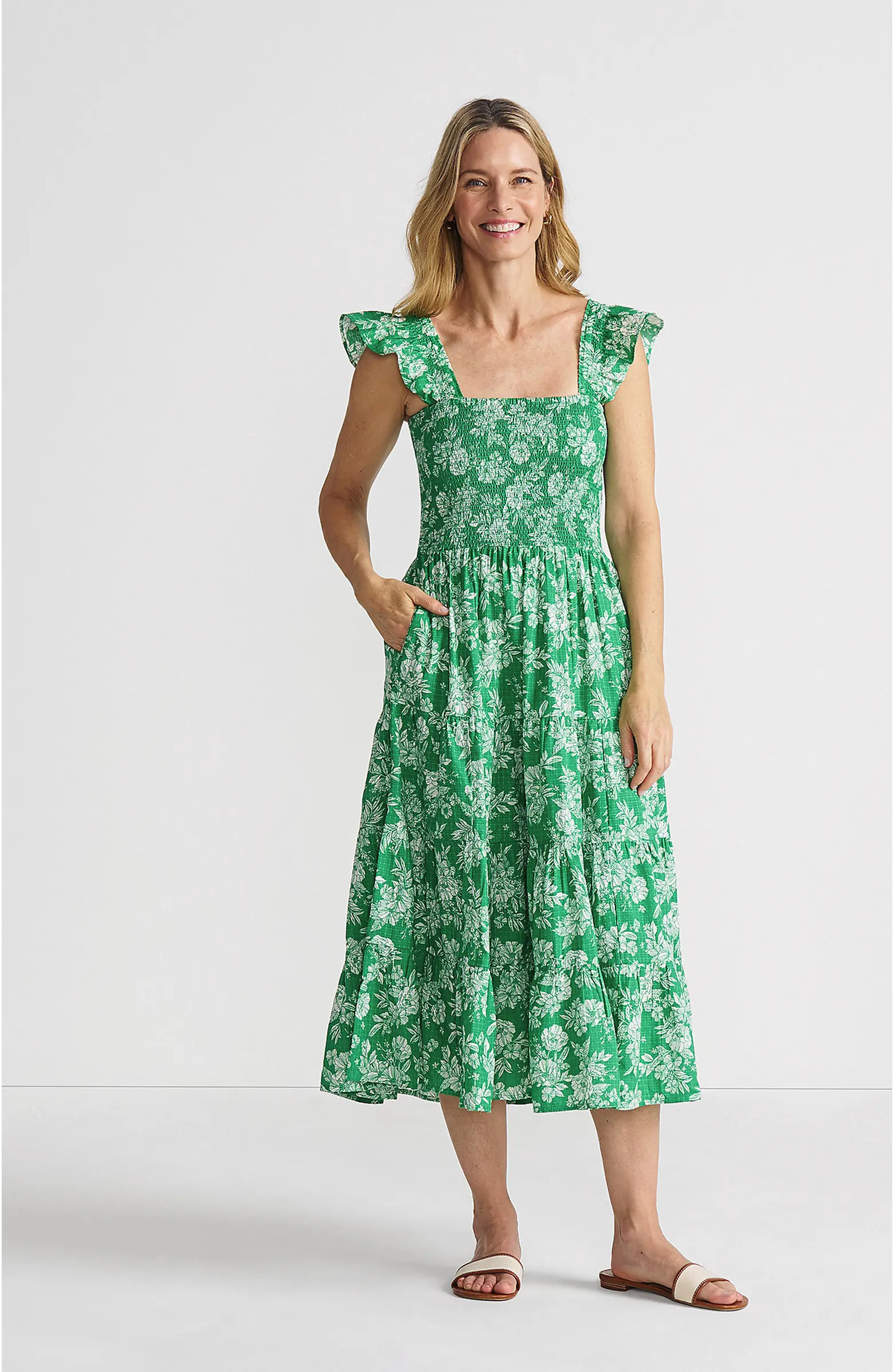 Chambray Smocked Dress with Ruffle Straps | Nordstrom