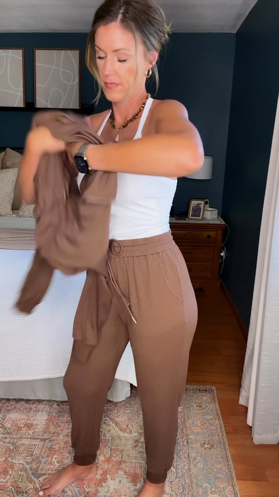 Comfy but make it cute. Textures and layers always add interest to an outfit. 
Brown set/ medium 
Shacket/ medium 
*Necklace sold out in brown 😞 

#LTKStyleTip #LTKSeasonal