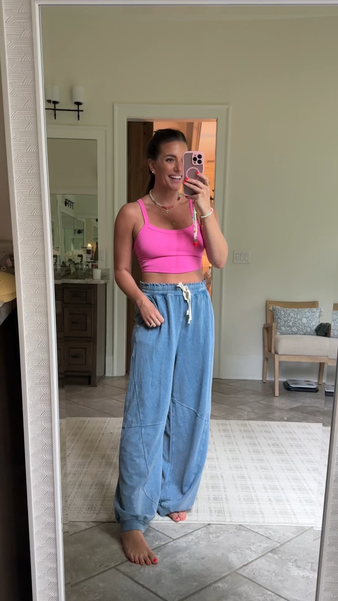Obsessed w these pants. A comfy dream. 💭 look like chambray or jeans but the softest, lightweight terry. 11/10. TTS - M reg length for oversized fit. I’m 5’5 
⭐️ on major sale and extra 35% off with code AERIELTK35 ⭐️ 

#LTKSaleAlert #LTKSeasonal #LTKFindsUnder50