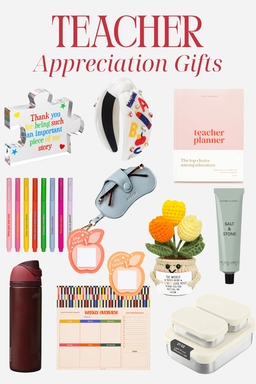 Sending some love to your favorite teachers with these thoughtful gifts from Amazon.

teacher appreciation gifts, best gifts for teachers, Amazon teacher gifts, thoughtful teacher presents, teacher gift ideas, appreciation gifts for educators, classroom gifts, end of year teacher gifts, affordable teacher gifts, unique teacher presents
 

 #LTKSeasonal #LTKSaleAlert #LTKWorkwear
