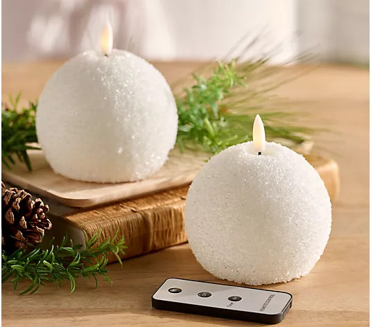 Home Reflections S/2 Flameless Crystal Sphere Candles - QVC.com | QVC