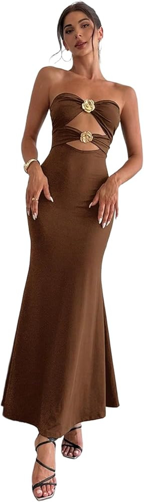 SKAYS Women's Summer Dress Strapless Tube Top Cut Out Bodycon Maxi Dress Backless Going Out Casua... | Amazon (US)