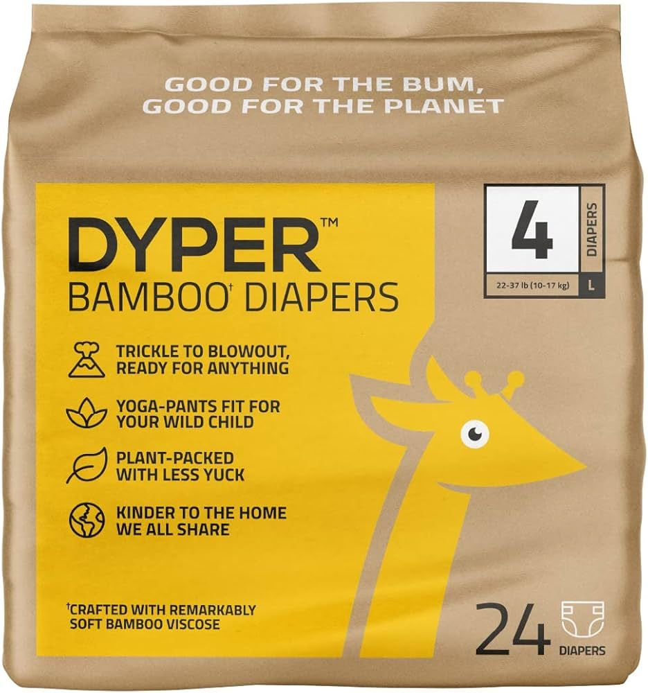 DYPER Bamboo Baby Diapers Size 4 | Natural Honest Ingredients | Cloth Alternative | Day & Overnight  | Amazon (US)