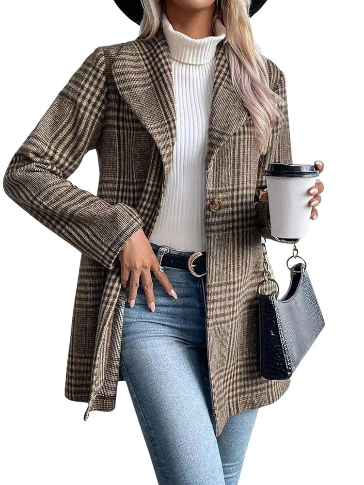 utcoco Womens 2025 Business Casual Blazers Long Sleeve Open Front Work Office Blazer Jacket | Amazon (US)