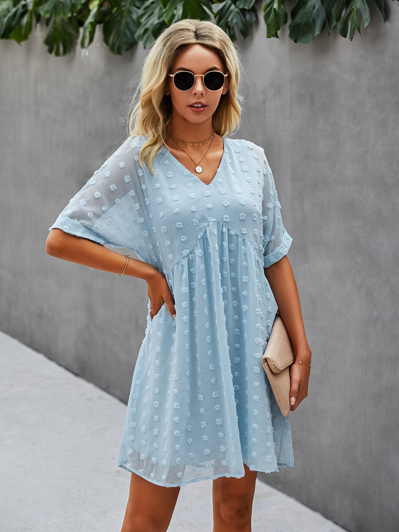 Chiffon Swiss Dot Smock Dress | SHEIN