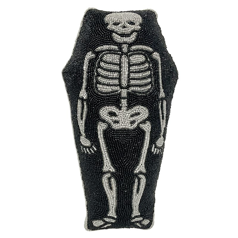 Southern Gothic Skeleton Beaded Throw Pillow, 16x9 | At Home