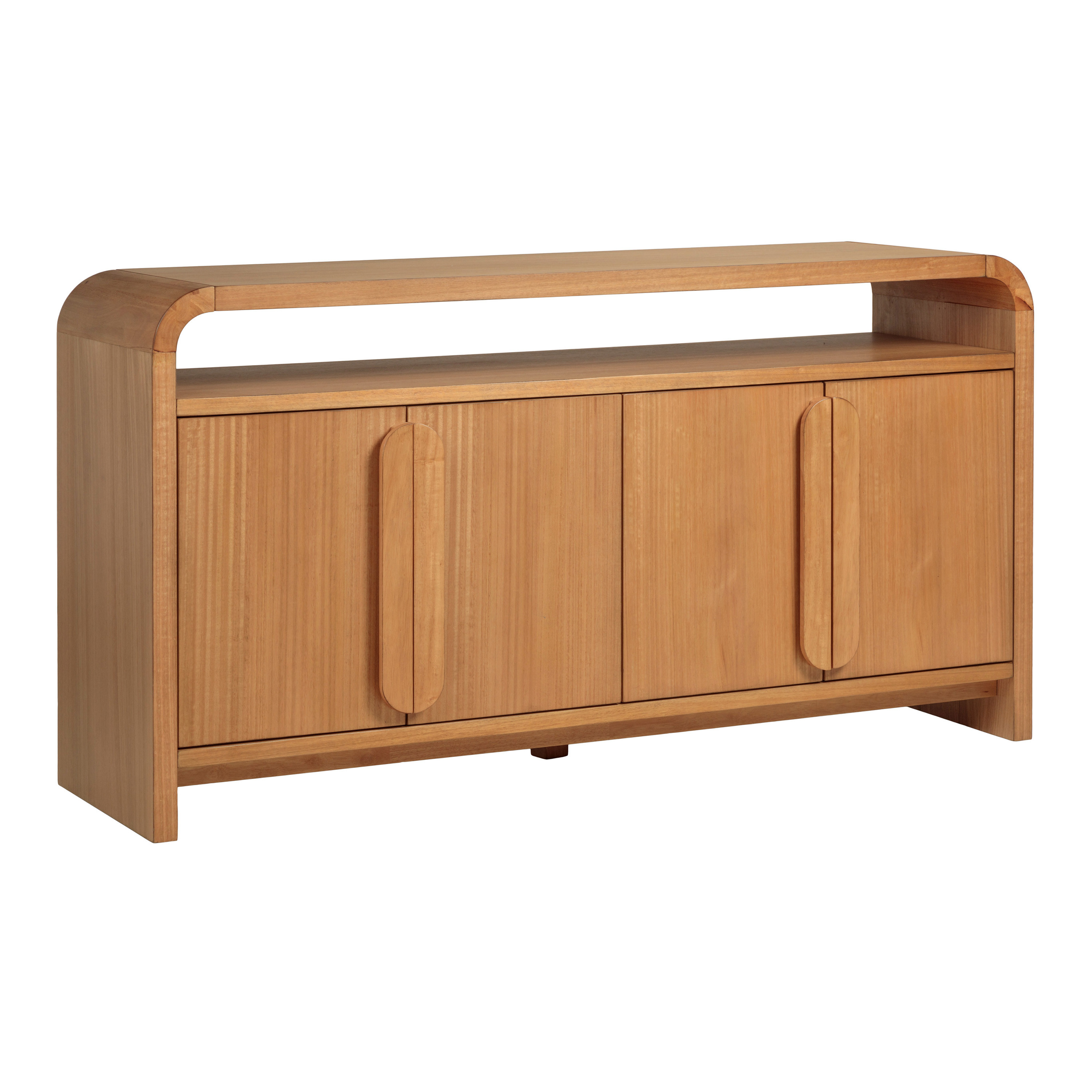 Hollins Wood Curved Sideboard with Open Shelf | World Market