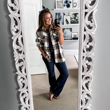 My first shacket!  I totally see the appeal ❤️.  The weather finally dipped in Georgia and I’m loving these layers and this cozy plaid baby looks great with dark or light jeans and works for leggings too!  Love it! 

#LTKmidsize #LTKstyletip #LTKfindsunder50