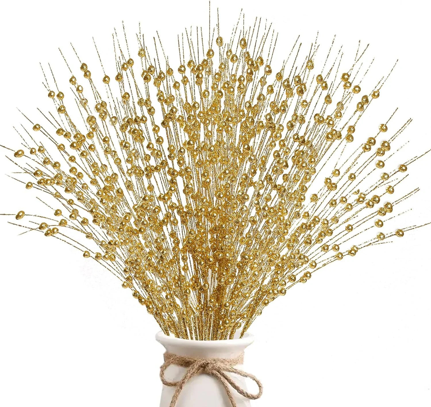 10 Pcs Gold Artificial Glitter Berry Stems Christmas Decorations, 20 Inch Christmas Picks Decorat... | Walmart (US)