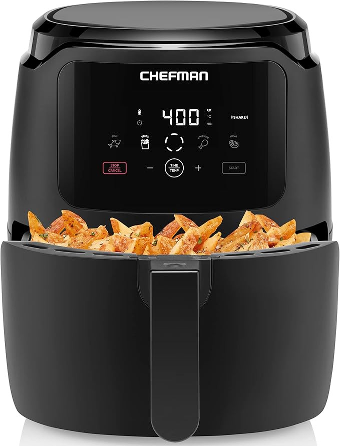 Chefman Digital Air Fryer, Large 5 Qt Family Size, One Touch Digital Control Presets, French Frie... | Amazon (US)