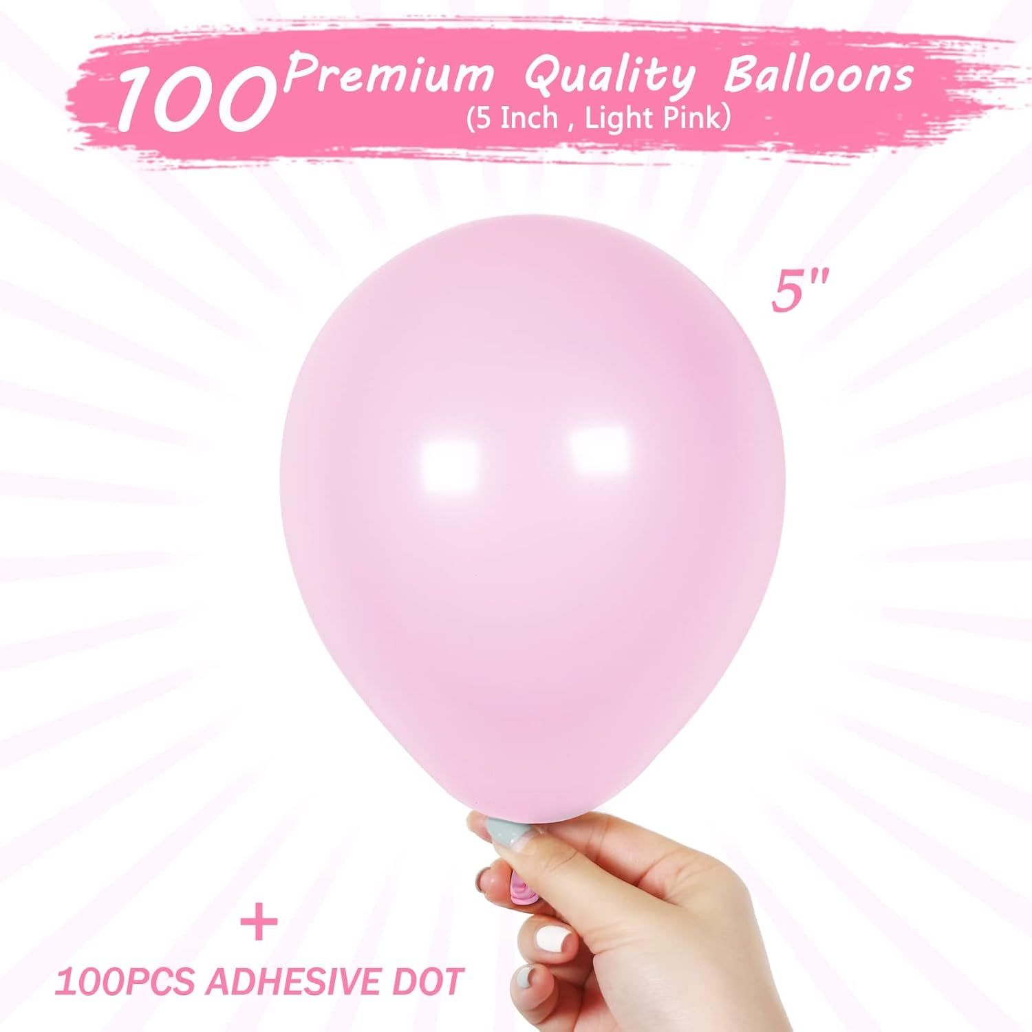 Pastel Pink Balloons 5 Inch 100 Pack, JOGAMS Light Pink Balloons Party Balloons for Girl Birthday... | Amazon (US)