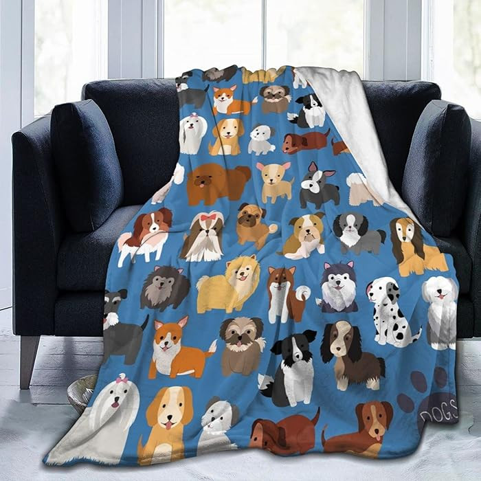 Perinsto Cute Dogs Animal Pattern Throw Blanket Ultra Soft Warm All Season Decorative Pet Dog Fle... | Amazon (US)