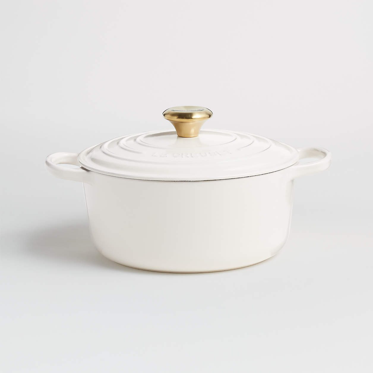 Le Creuset Signature Round 4.5-Qt. Cream Enameled Cast Iron Dutch Oven with Lid + Reviews | Crate... | Crate & Barrel