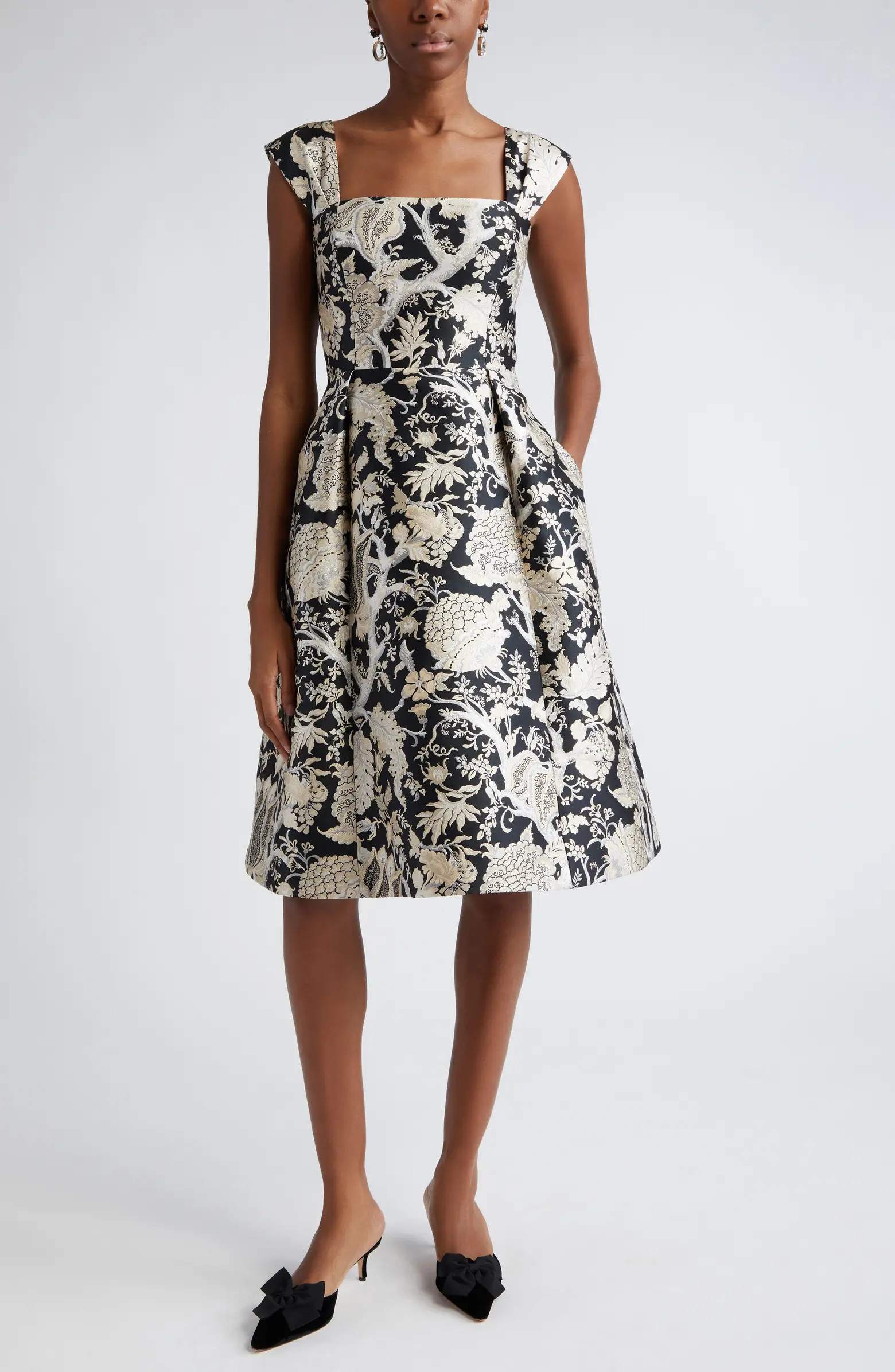 Floral Jacquard Fit & Flare Midi Dress | Nordstrom