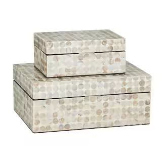 Litton Lane Cream Mother of Pearl Coastal Decorative Box (Set of 2) 41124 - The Home Depot | The Home Depot